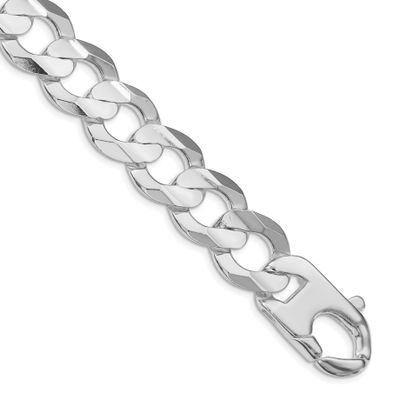 15.75mm Concave Beveled Curb Chain 8 Inch Sterling Silver Rhodium-Plated, MPN: QCBC400R-8, UPC: