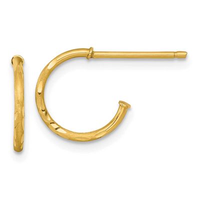 1.2 x 12mm Diamond-Cut Post Hoop Earrings 14k Gold, MPN: TF2475, UPC: