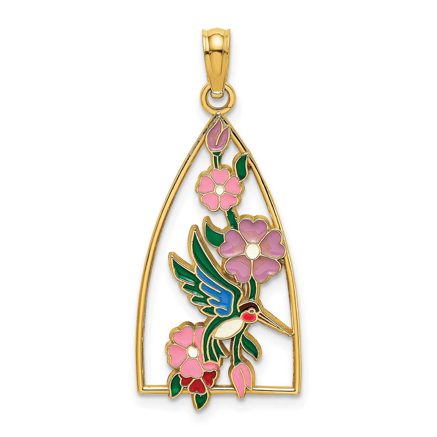 Enamel Hummingbird and Flowers Charm 14k Gold, MPN: K6836, UPC: 637218126019