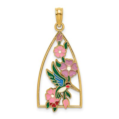 Enamel Hummingbird and Flowers Charm 14k Gold, MPN: K6836, UPC: 637218126019