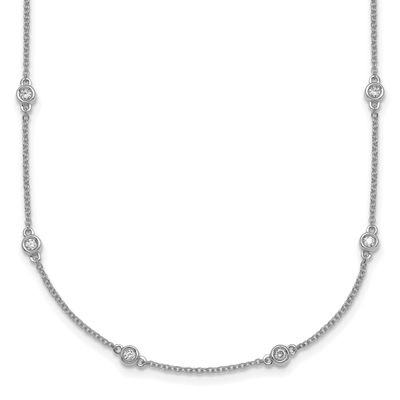 Diamond Station Cable Necklace 14k White Gold, MPN: PM1012-045-WA-18, UPC: