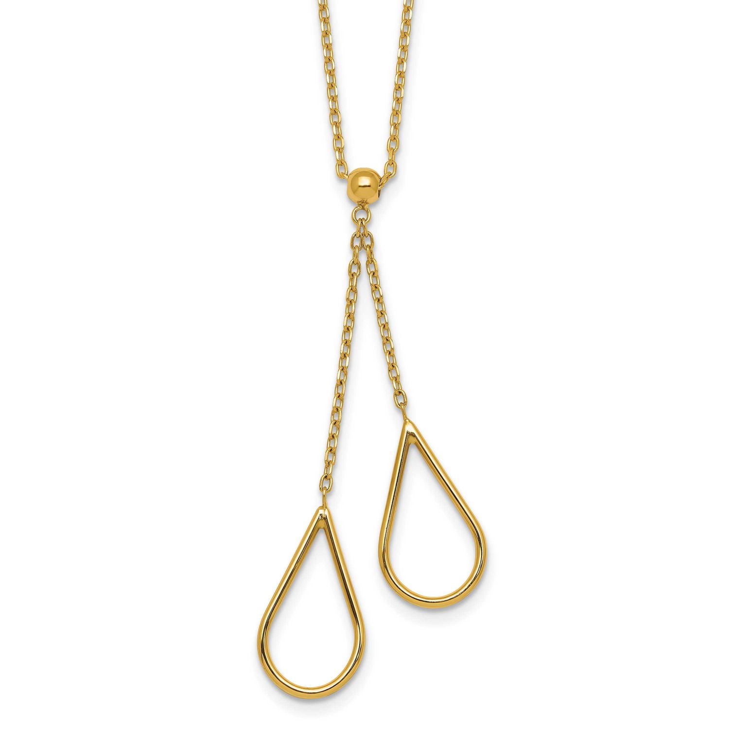 Teardrops Dangle with 2 Inch Extension Necklace 14k Gold Polished, MPN: SF3235-16, UPC:
