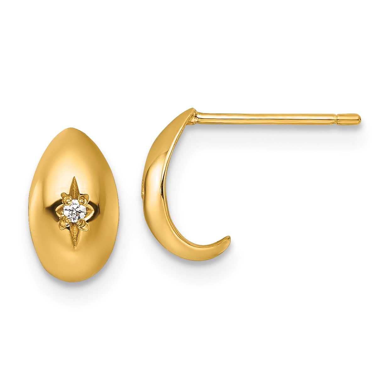 CZ Star Post J-Hoop Earrings 14k Gold Polished, MPN: YE2240, UPC:
