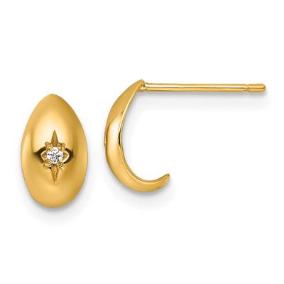 CZ Star Post J-Hoop Earrings 14k Gold Polished, MPN: YE2240, UPC: