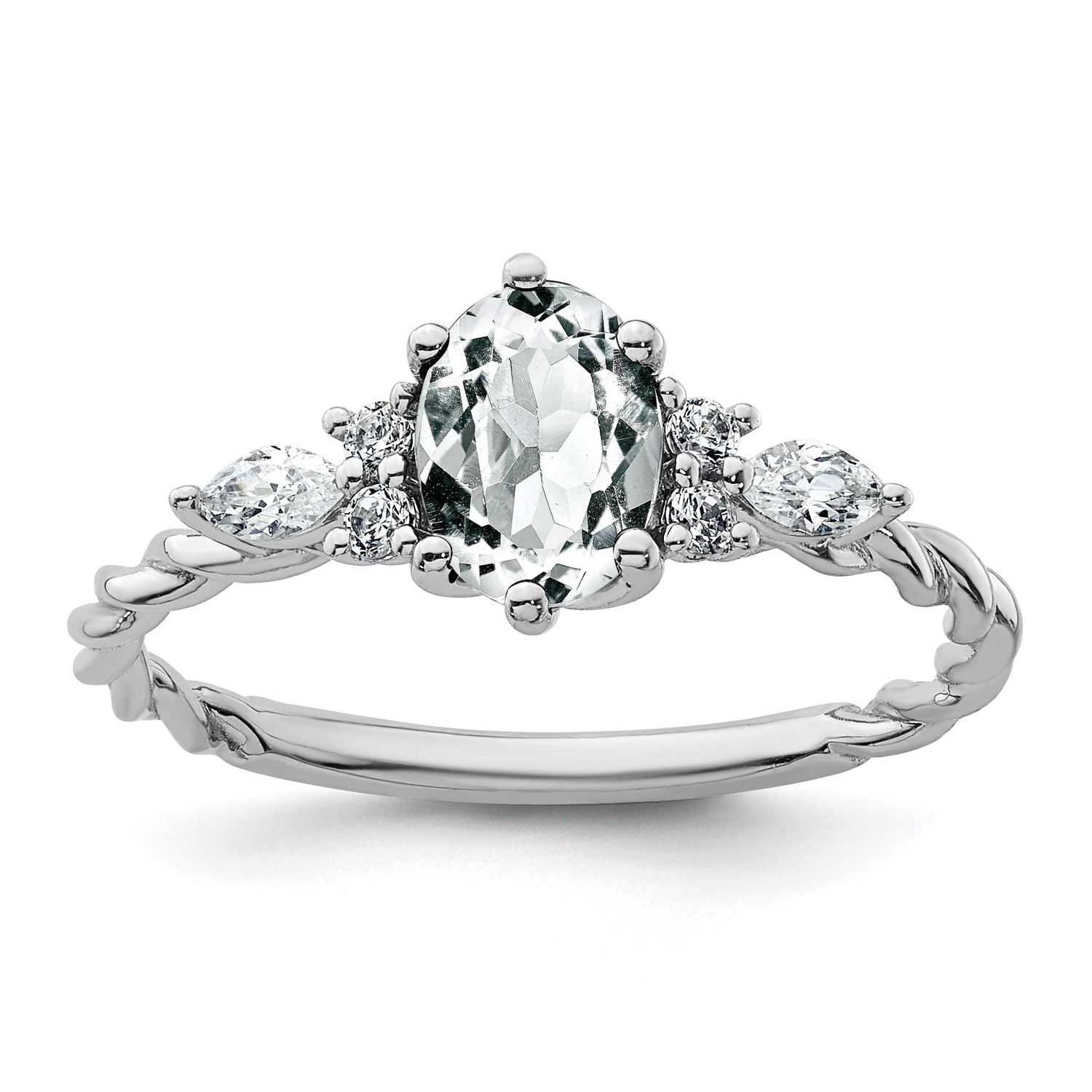 Polished Diamond and White Topaz Twisted Ring 14k White Gold, MPN: RM9791-WT-017-WAA, UPC: