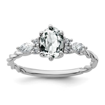 Polished Diamond and White Topaz Twisted Ring 14k White Gold, MPN: RM9791-WT-017-WAA, UPC: