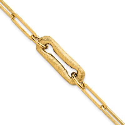 Brushed Paperclip Link 7.75 Inch Bracelet 14k Gold Polished, MPN: SF3215-7.75, UPC: