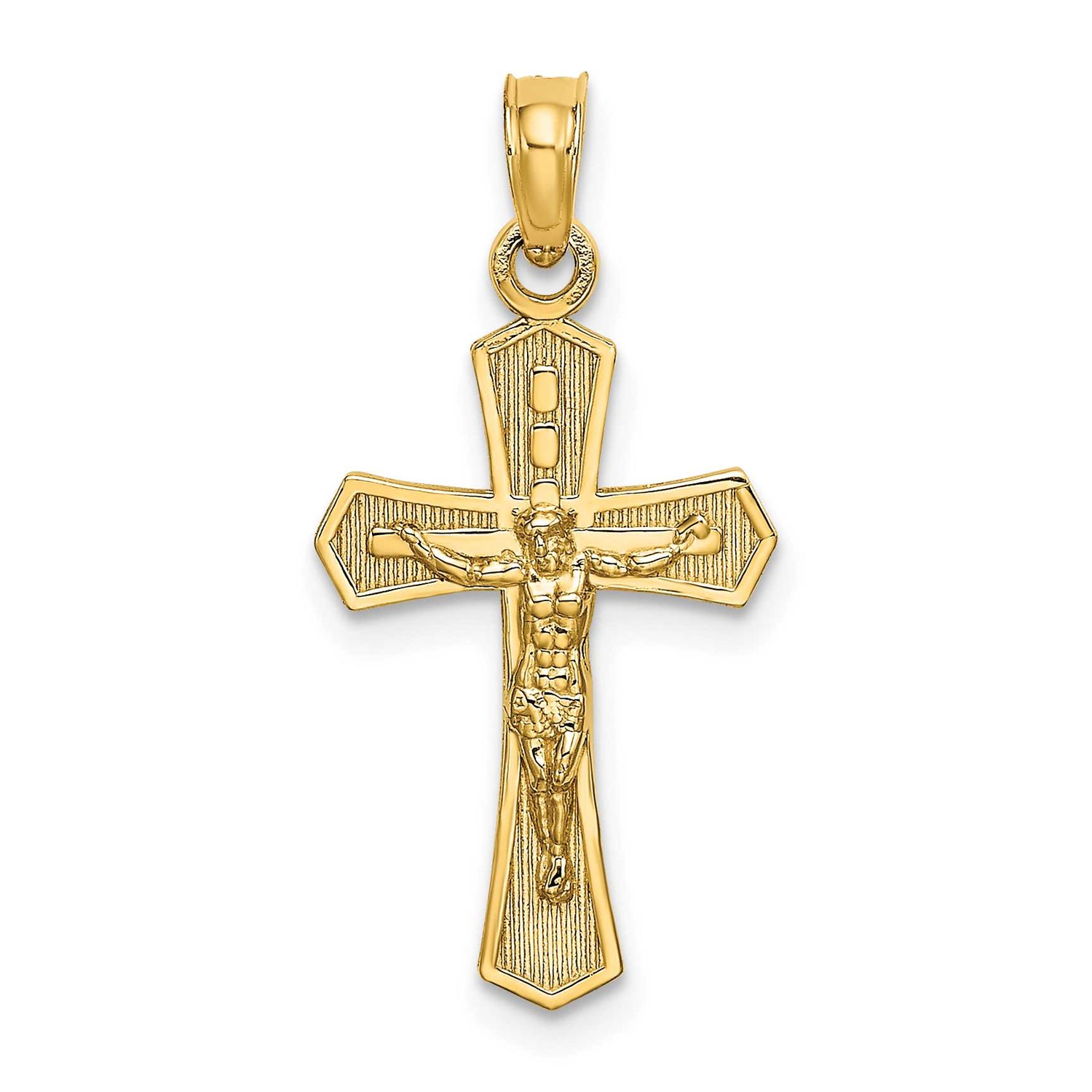 Crucifix with Beveled Edges Charm 10k Gold, MPN: 10K8582, UPC: 196904347416