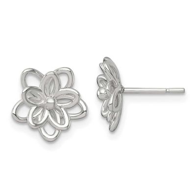 Flower Post Earrings Sterling Silver Polished, MPN: QE18226, UPC: