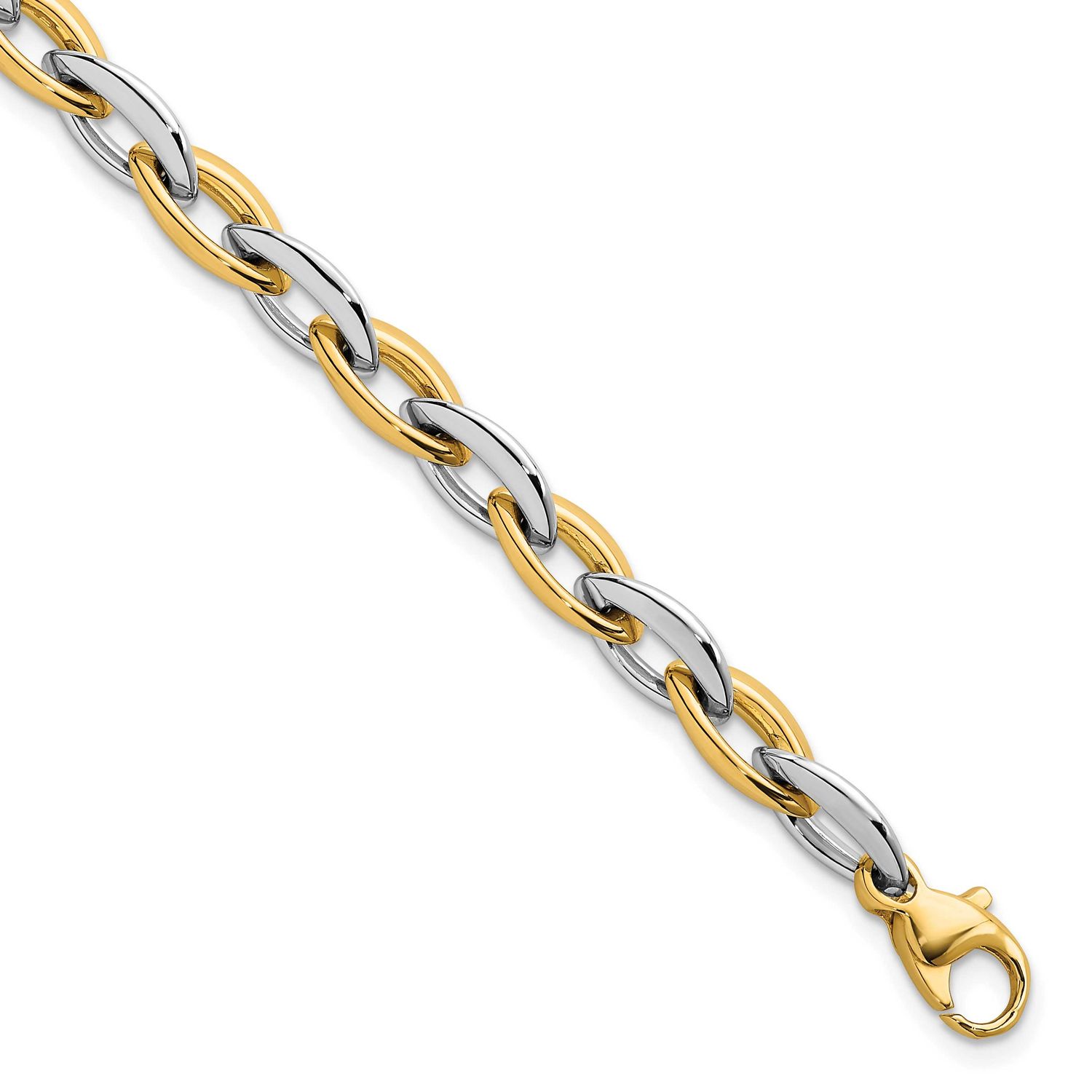 Oval Link 7mm Bracelet 14K Two Tone Gold Polished, MPN: SF3136-7.25, UPC: