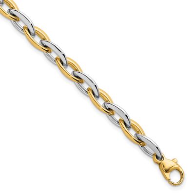 Oval Link 7mm Bracelet 14K Two Tone Gold Polished, MPN: SF3136-7.25, UPC: