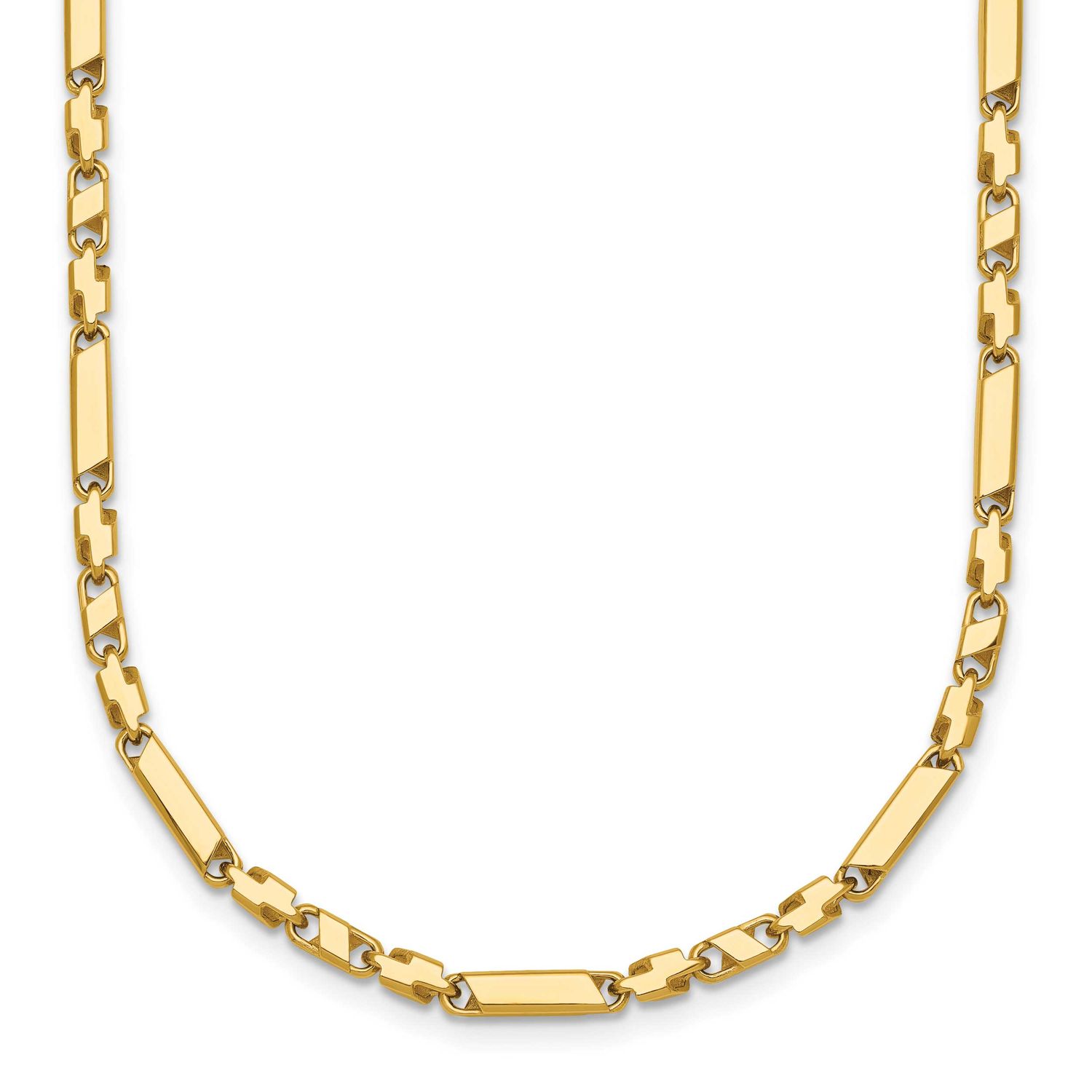 Fancy Bar Link 19.75 Inch Necklace 14k Gold Polished, MPN: SF3212-19.75, UPC: