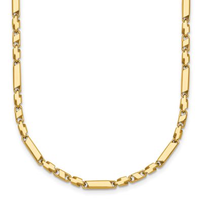 Fancy Bar Link 19.75 Inch Necklace 14k Gold Polished, MPN: SF3212-19.75, UPC: