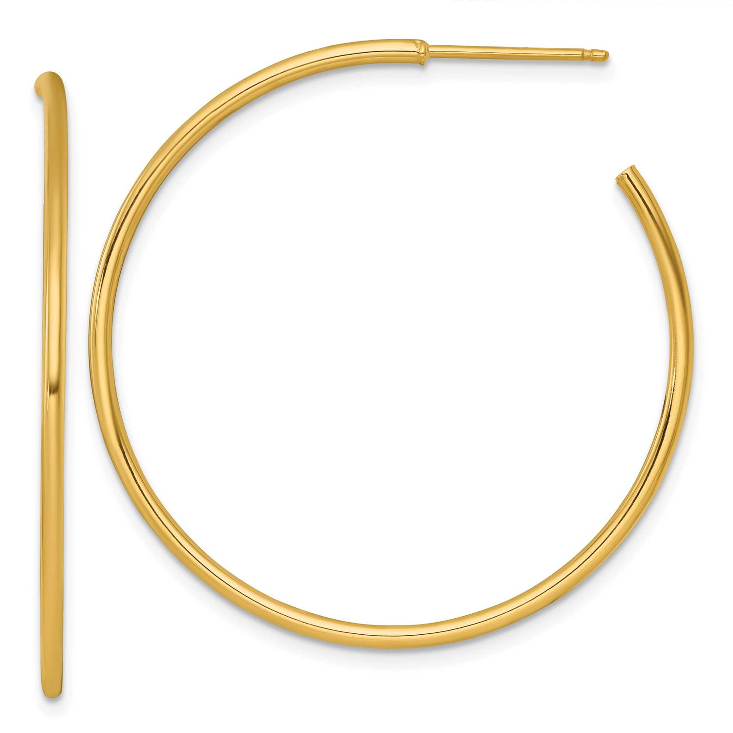 1.5 x 40mm Polished Post Hoop Earrings 14k Gold, MPN: TF2499, UPC: