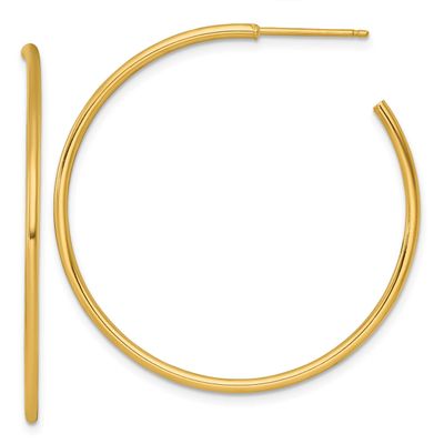 1.5 x 40mm Polished Post Hoop Earrings 14k Gold, MPN: TF2499, UPC: