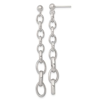 Graduated Link Post Dangle Earrings Sterling Silver Polished, MPN: QG6935E, UPC: