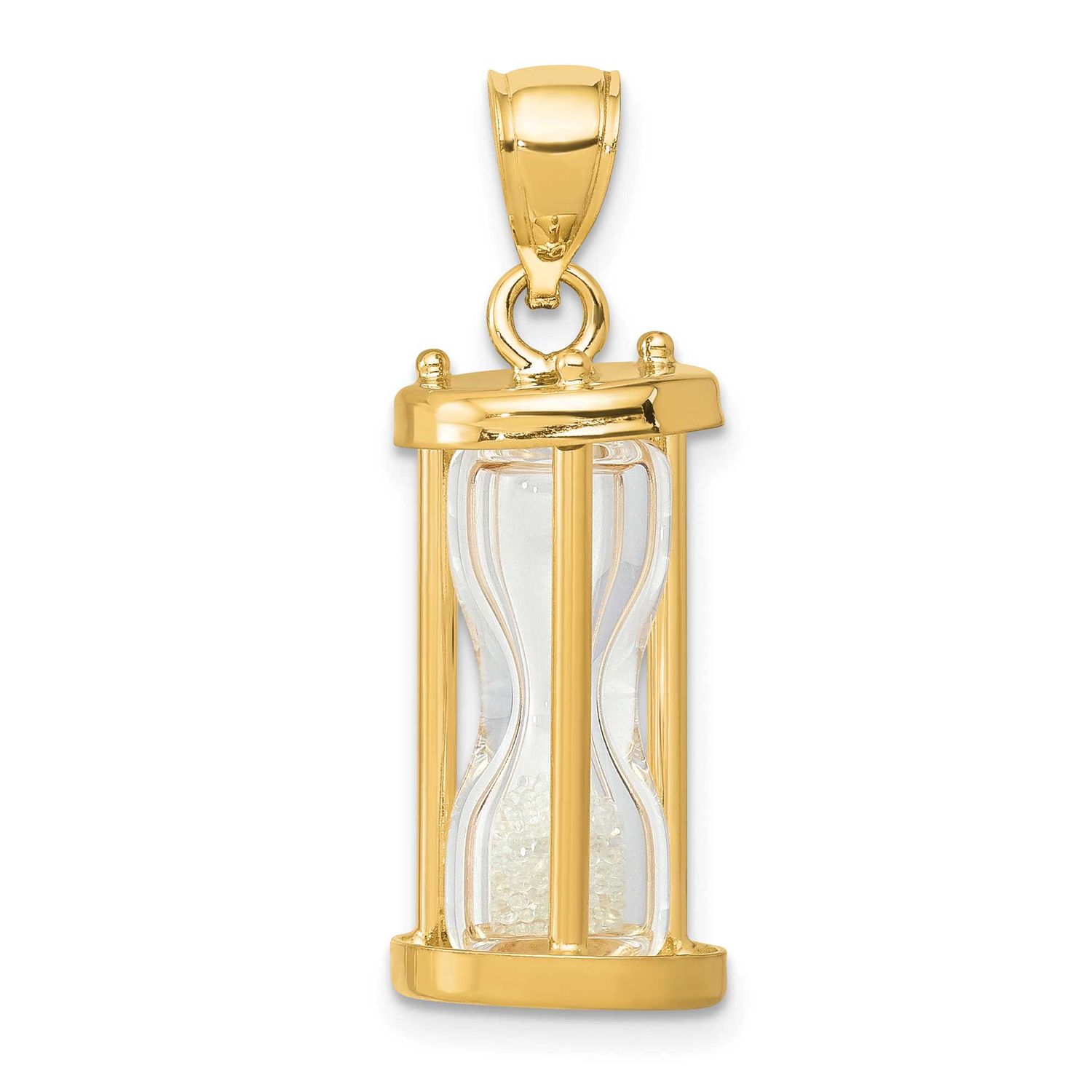 3-D Plastic Hourglass with Beads Charm 14k Gold Polished, MPN: YC253, UPC: 637218110063