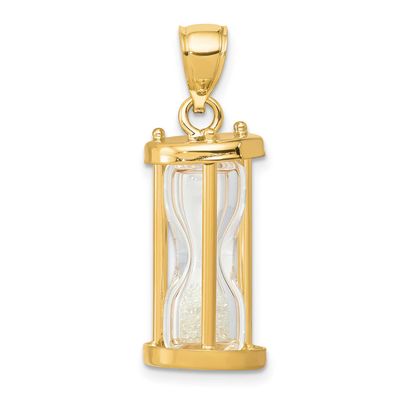 3-D Plastic Hourglass with Beads Charm 14k Gold Polished, MPN: YC253, UPC: 637218110063