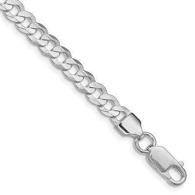 5.65mm Concave Beveled Curb Chain 9 Inch Sterling Silver Rhodium-Plated, MPN: QCBC150R-9, UPC: