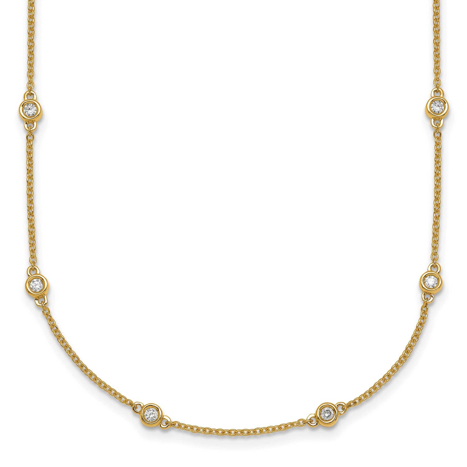 Diamond Station Cable Necklace 14k Gold, MPN: PM1012-045-YA-18, UPC: