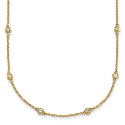 Diamond Station Cable Necklace 14k Gold, MPN: PM1012-045-YA-18, UPC: