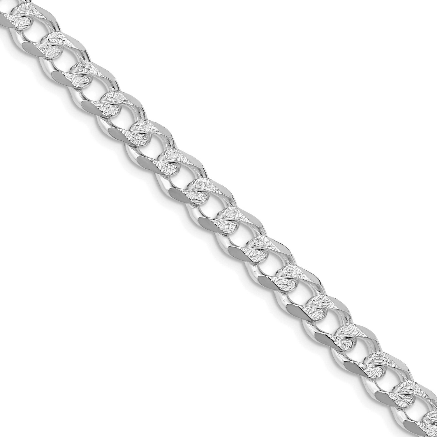7.5mm Pavc Curb Chain 20 Inch Sterling Silver Rhodium-Plated, MPN: QCF200R-20, UPC: