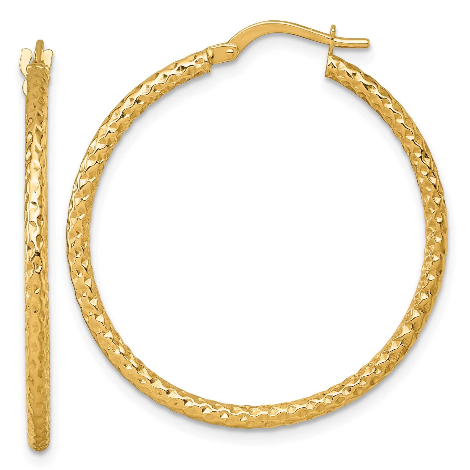 Diamond-Cut Hoop Earrings 14k Gold Polished, MPN: TF2411, UPC: