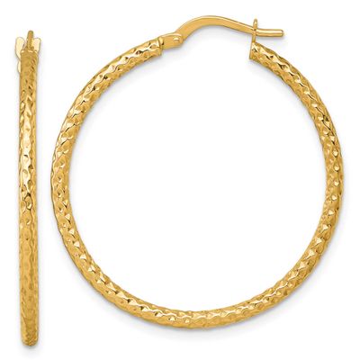 Diamond-Cut Hoop Earrings 14k Gold Polished, MPN: TF2411, UPC: