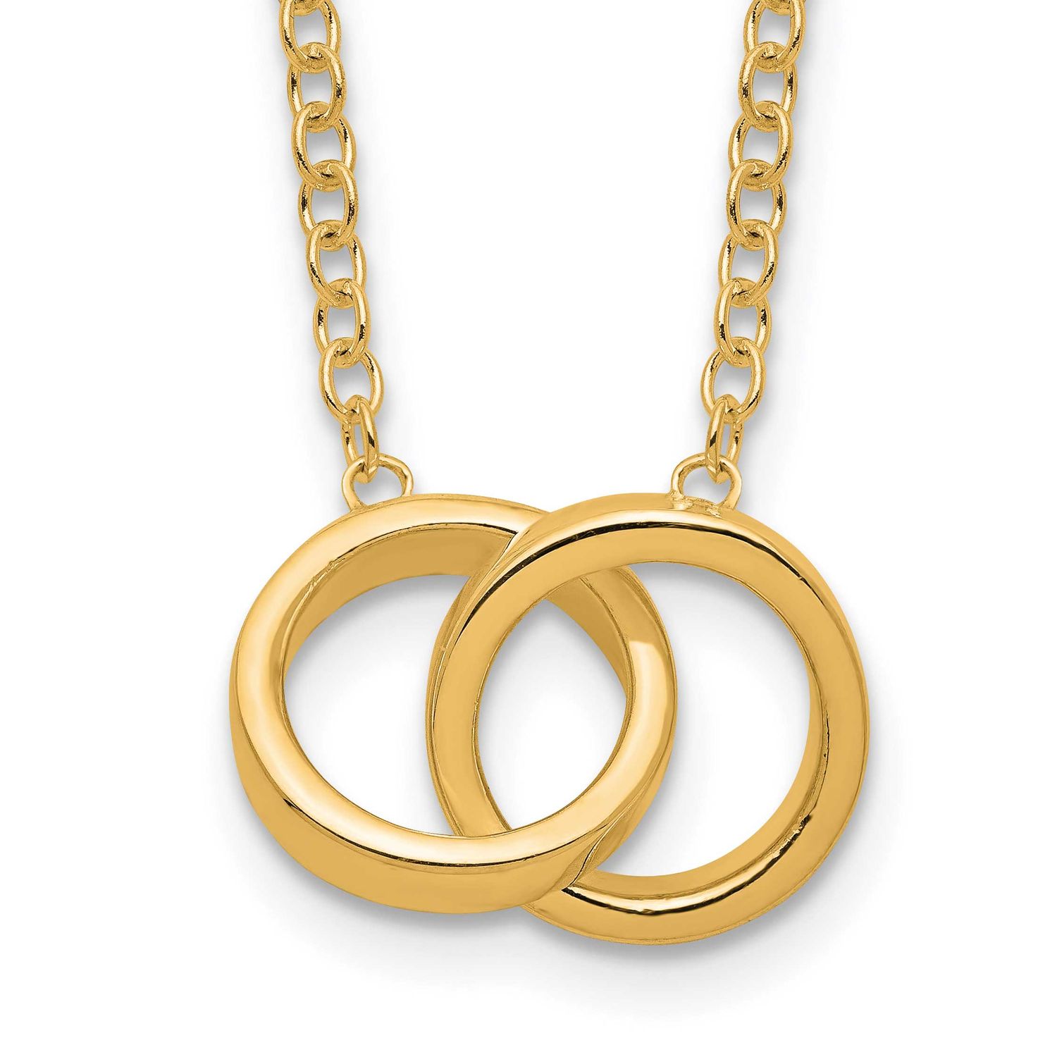 2-Rings Necklace Sterling Silver Gold-Tone Polished, MPN: QG5428GP-18, UPC: