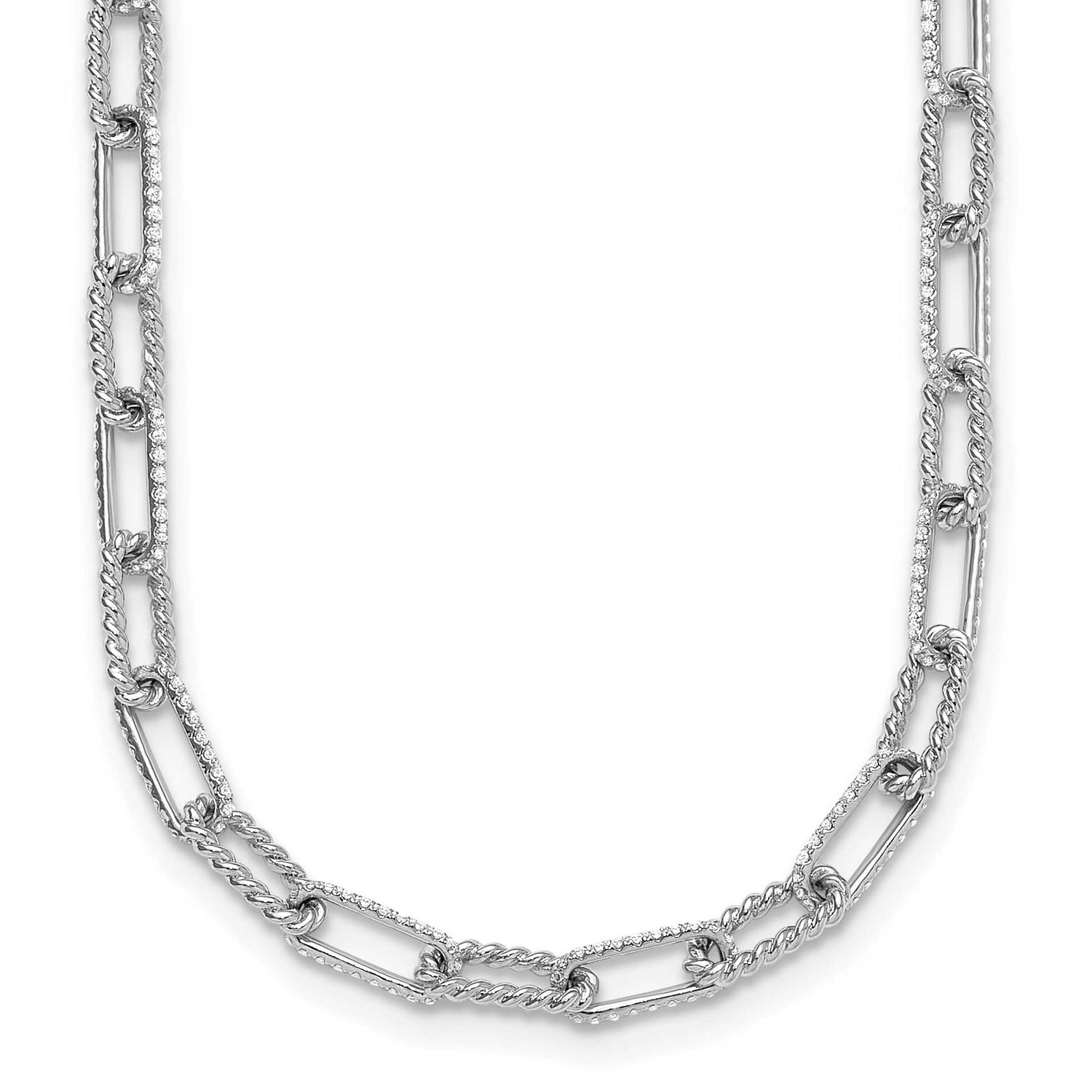 Polished/Twisted Diamond Paper Clip Link Necklace 14k White Gold, MPN: PM10281-145-WAA, UPC: