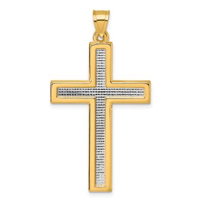 Religious Cross Pendant 14k Gold with Rhodium Polished, MPN: XR2162TT, UPC:
