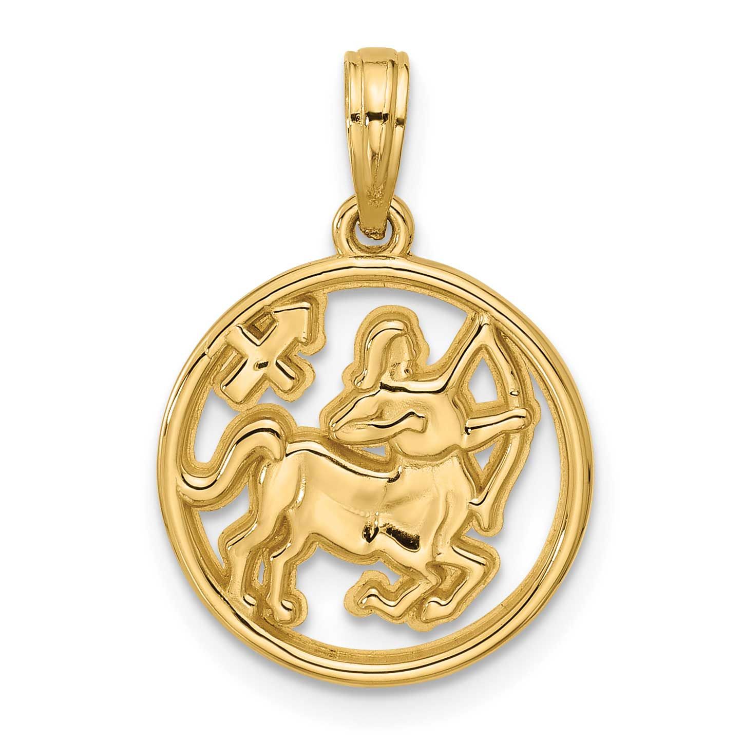 Round Sagittarius Pendant 14k Gold Polished, MPN: D5734, UPC:
