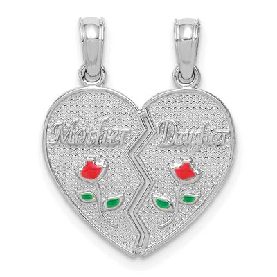 Enameled Mother - Daughter Break-Apart Pendant 14k White Gold, MPN: M2696W, UPC: 196904288269