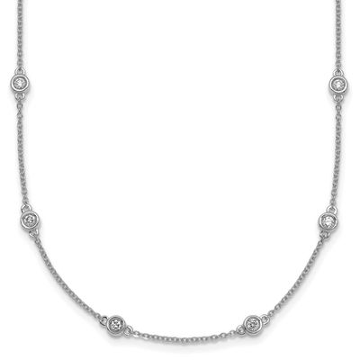 Diamond Station Cable Necklace 14k White Gold, MPN: PM1014-063-WA-18, UPC: