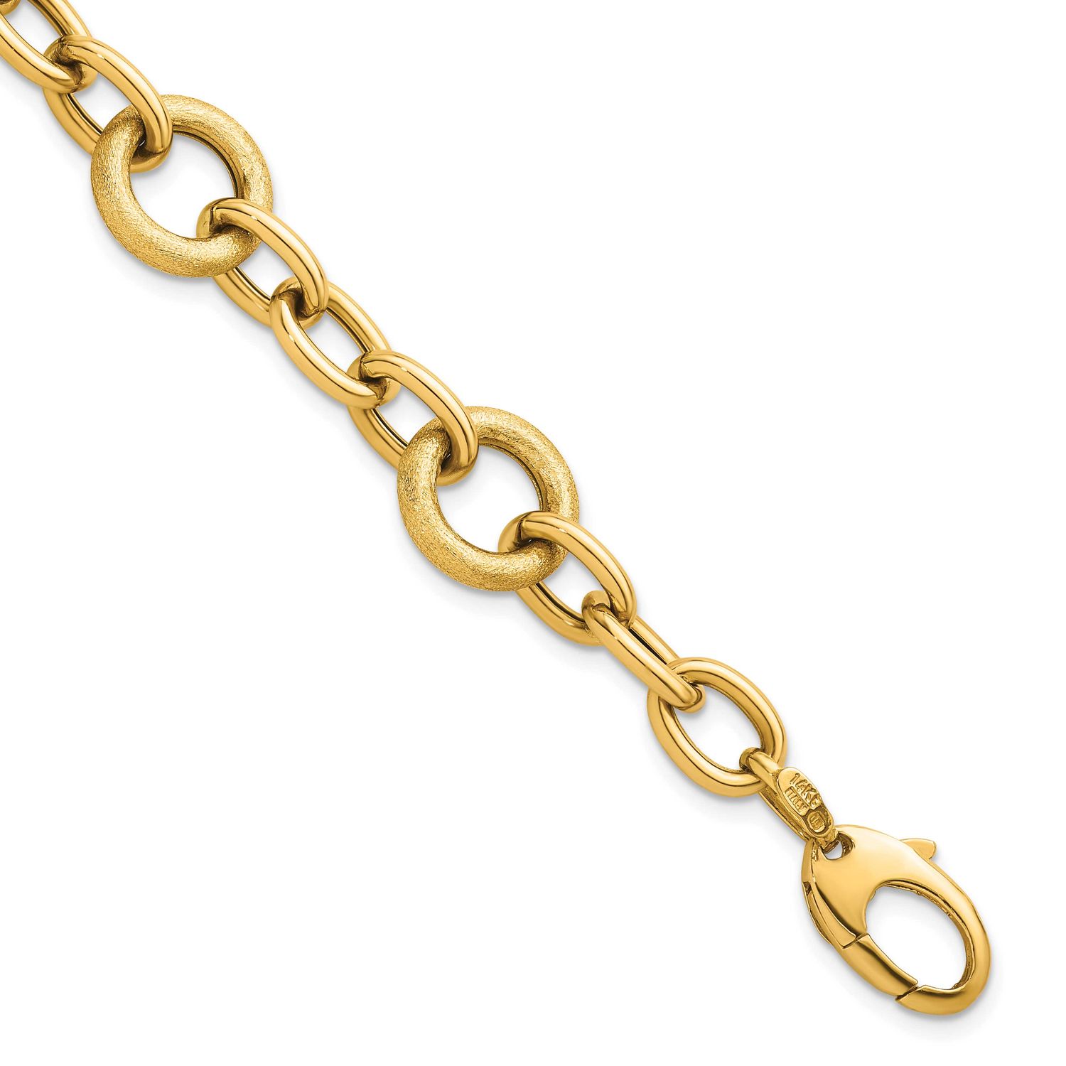 Brushed 7.5 Inch Fancy Link Bracelet 14k Gold Polished, MPN: SF3137-7.5, UPC: