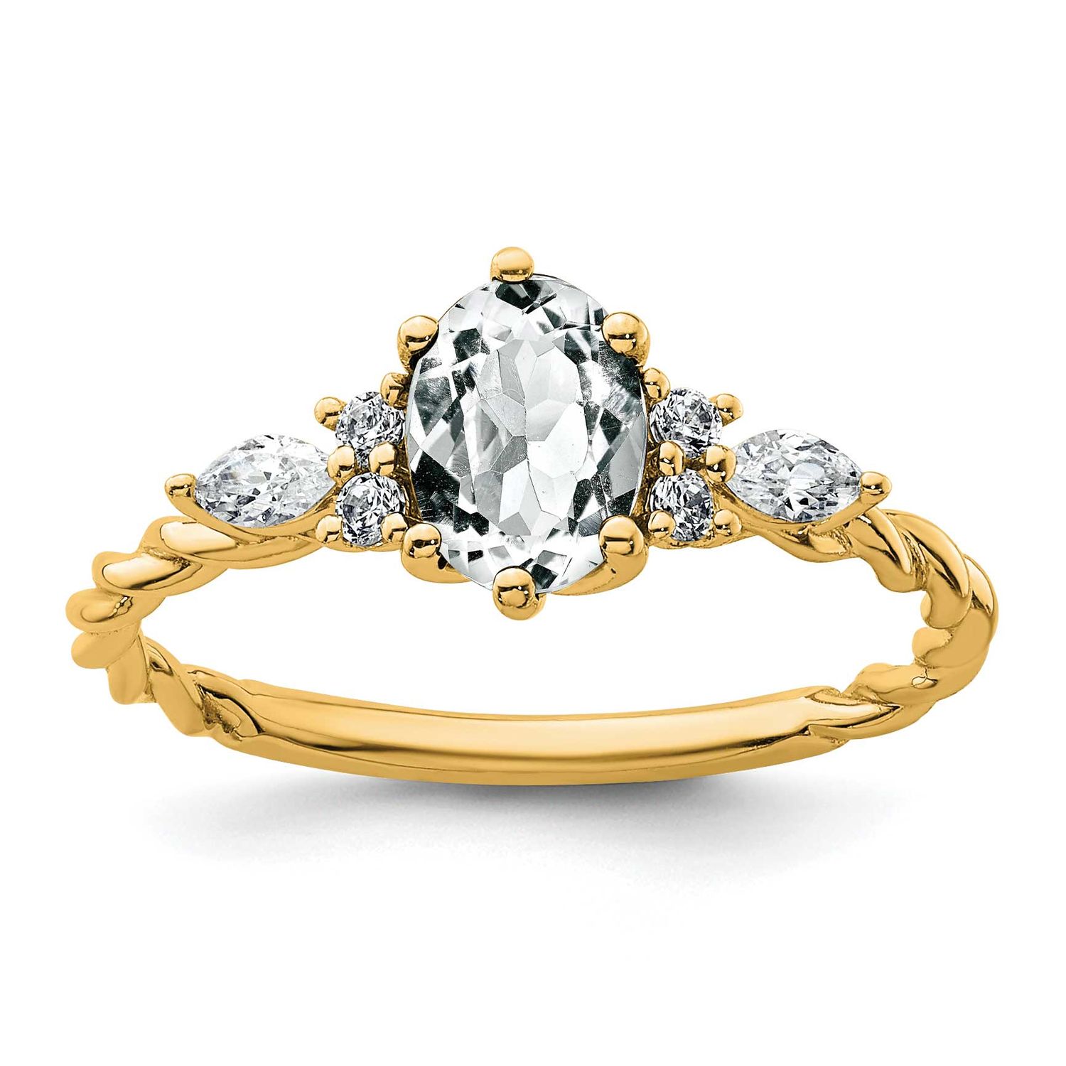 Diamond and White Topaz Twisted Ring 14k Gold Polished, MPN: RM9791-WT-017-YAA, UPC: