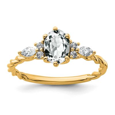 Diamond and White Topaz Twisted Ring 14k Gold Polished, MPN: RM9791-WT-017-YAA, UPC:
