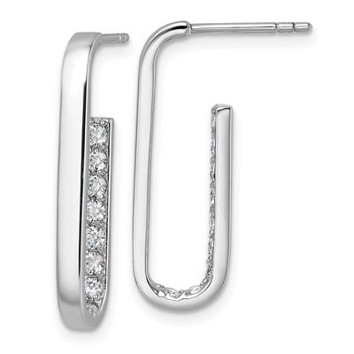 CZ Polished Rectangle Post Earrings Sterling Silver Rhodium-Plated, MPN: QE18101, UPC: