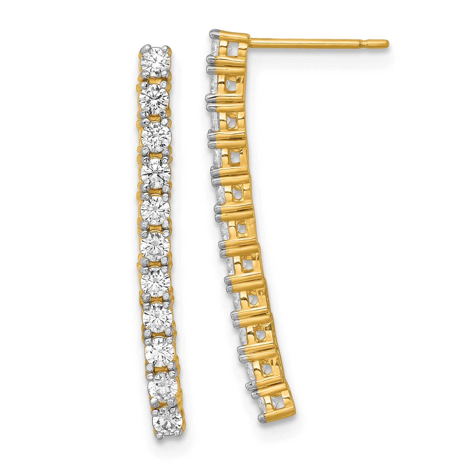CZ Post Dangle Earrings 14k Gold Polished, MPN: YE2244, UPC: