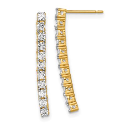 CZ Post Dangle Earrings 14k Gold Polished, MPN: YE2244, UPC: