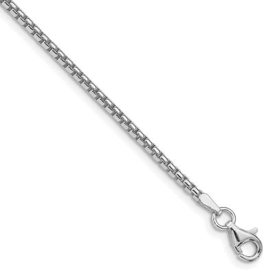 2mm Round Box Chain 20 Inch Sterling Silver Rhodium-Plated, MPN: QHX040R-20, UPC: