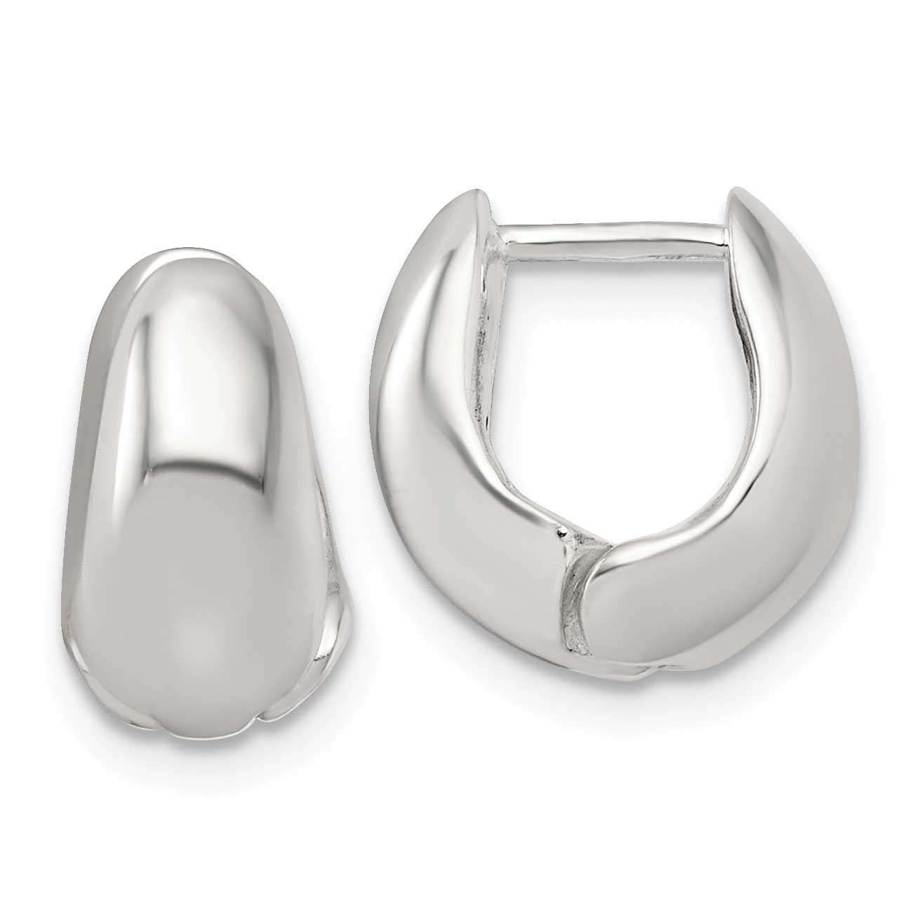 Tapered Hinged Hoop Earrings Sterling Silver Polished, MPN: QE17946, UPC: