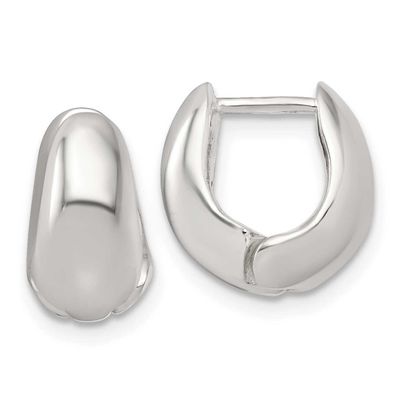Tapered Hinged Hoop Earrings Sterling Silver Polished, MPN: QE17946, UPC: