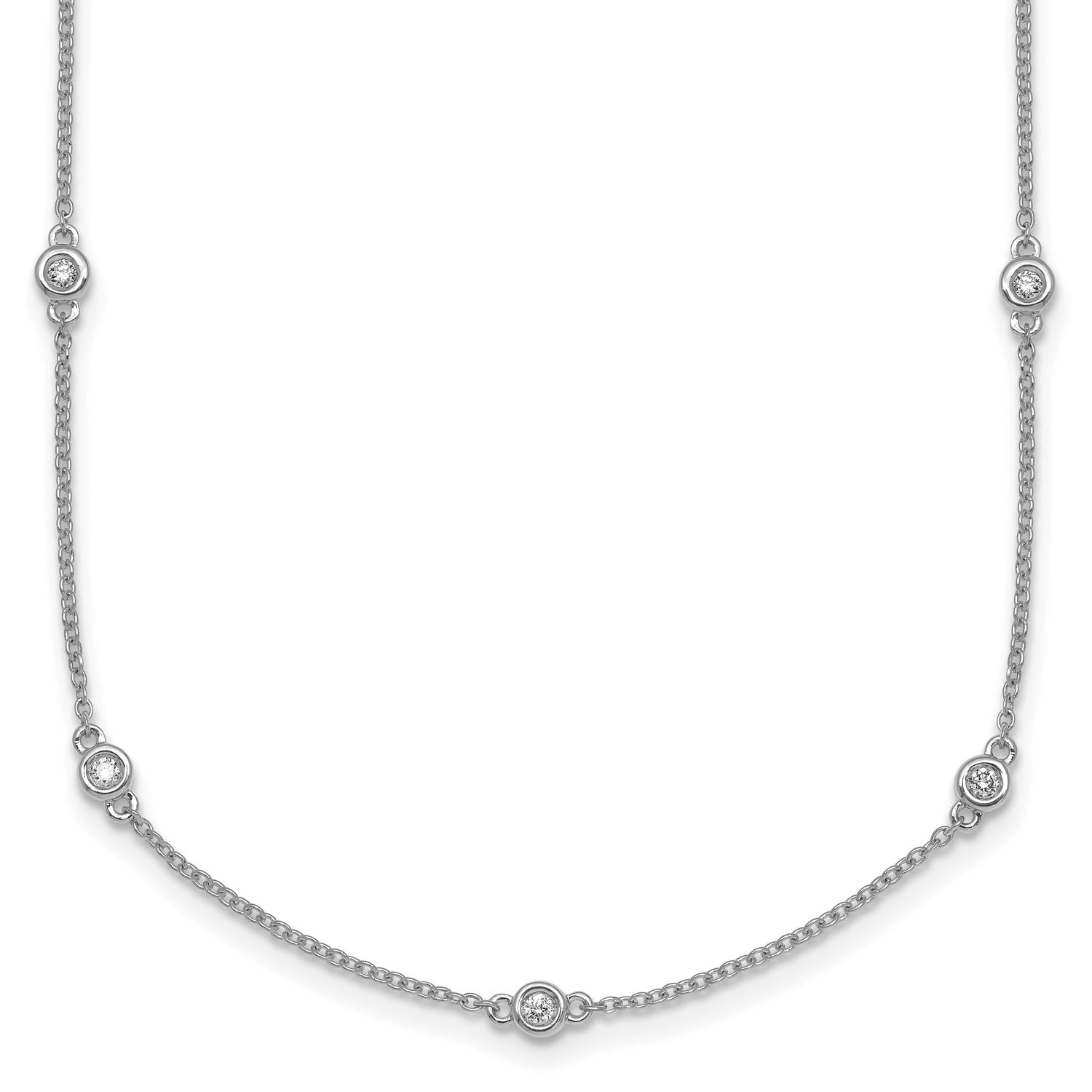 Diamond Station Cable Necklace 14k White Gold, MPN: PM1009-025-WA-18, UPC:
