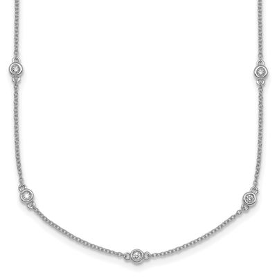 Diamond Station Cable Necklace 14k White Gold, MPN: PM1009-025-WA-18, UPC: