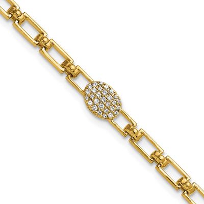 Diamond Oval Cluster Fancy Link with 1 Inch Extender Bracelet 14k Gold Polished, MPN: BM10276-014-Y…