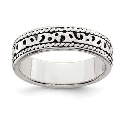 Fancy Antiqued Band Sterling Silver, MPN: QR312, UPC: 883957250847