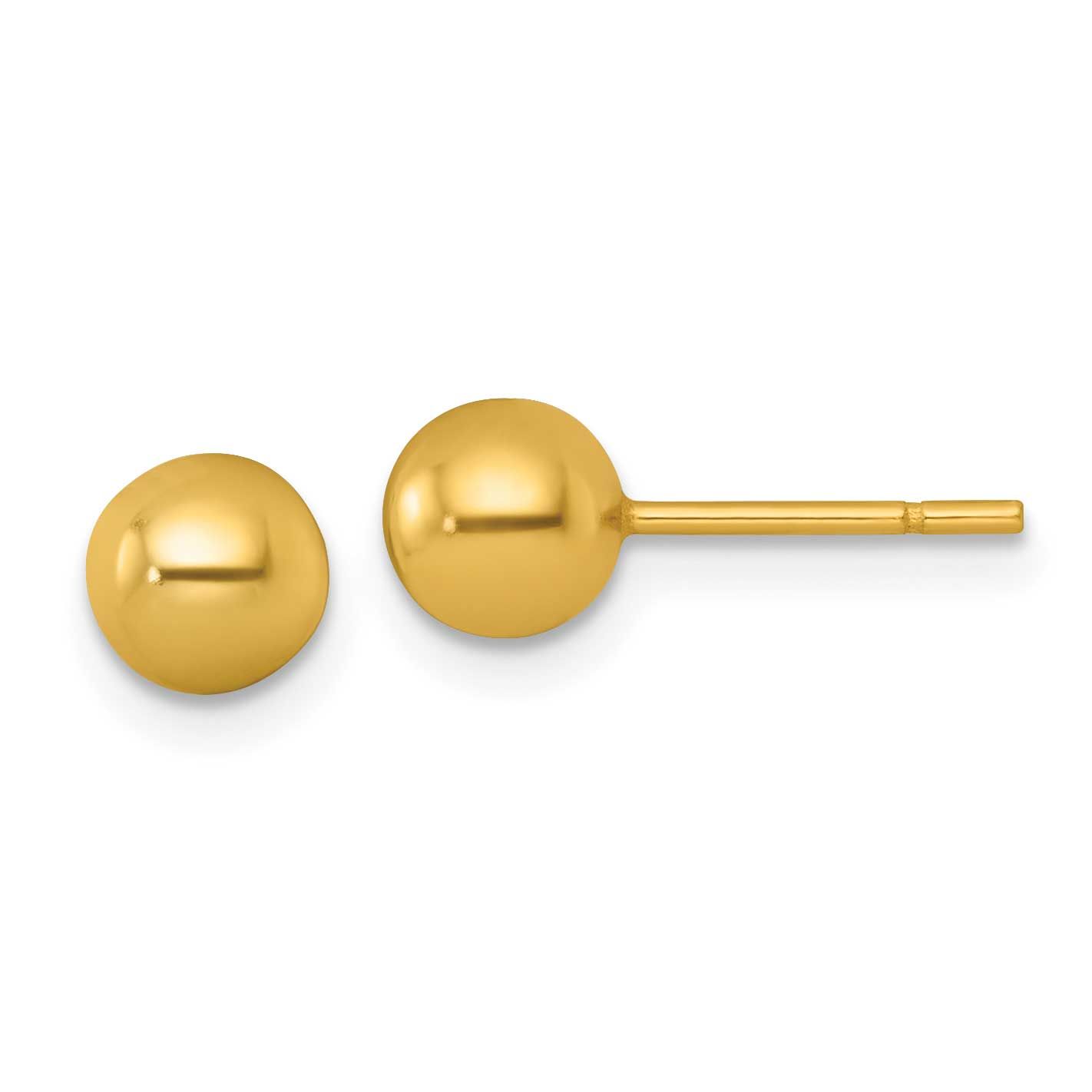 5.75mm Ball Post Earrings Sterling Silver Gold-Tone Polished, MPN: QE18035GP, UPC: