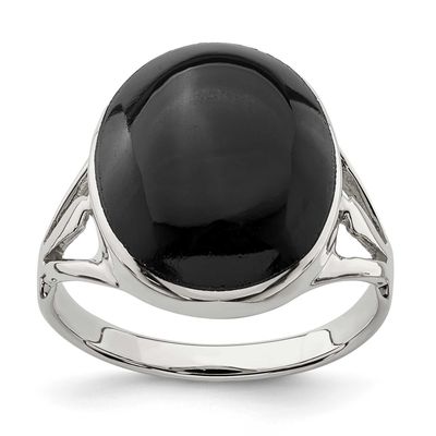 Black Onyx Oval Cut Ring Sterling Silver Polished, MPN: QR6988, UPC: 886774098517