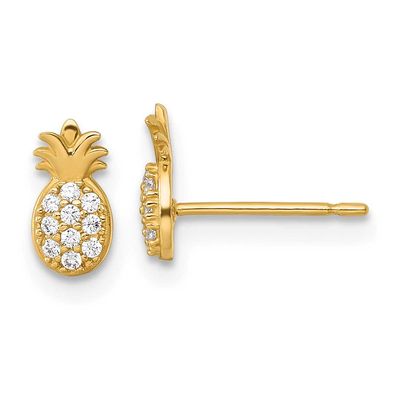 CZ Pineapple Post Earrings 14k Gold Polished, MPN: YE2305, UPC: